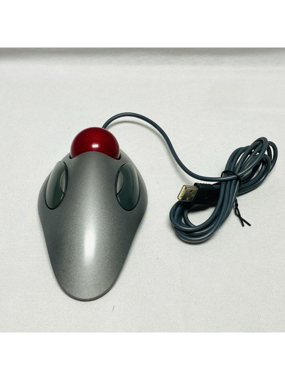 Logitech T-BC21 Marble Mouse USB Wired Trackball Ergonomic Design Gray & Red